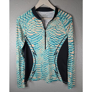 Loco Kaile Women's Blue and Navy Fitted Quarter Zip Rash Guard Size Large